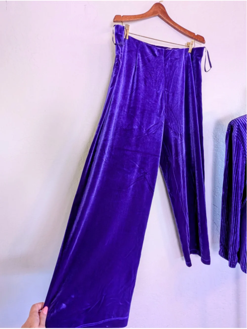 Draper’s & Damon’s Petite XL Purple Velour Lounge Set Y2K Ribbed Top Pants